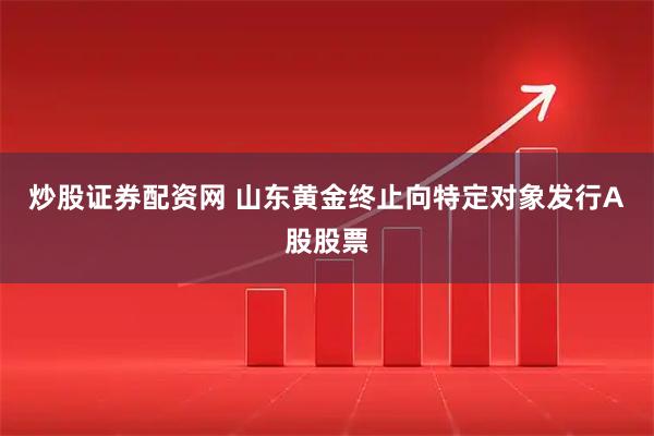 炒股证券配资网 山东黄金终止向特定对象发行A股股票